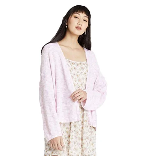 Zip-Up Sherpa Jacket — open neck lightweight cardigan (lilac/pi