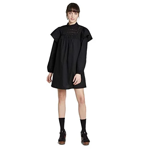 WILD FABLE Women's Long Sleeve High Neck Poplin Dress - (US, Alpha, Large, Regular, Regular, Black)