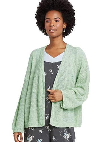 Zip-Up Sherpa Jacket — open neck lightweight cardigan green (x-