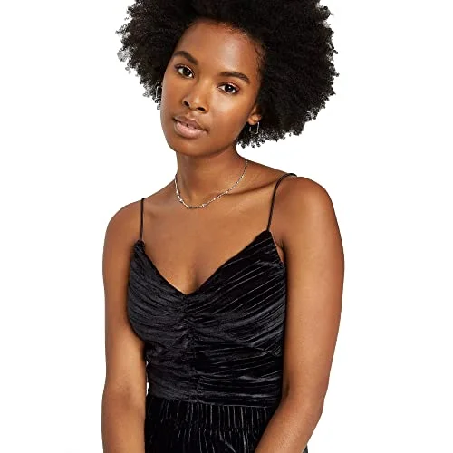Velvet Cinched Tank Top — black