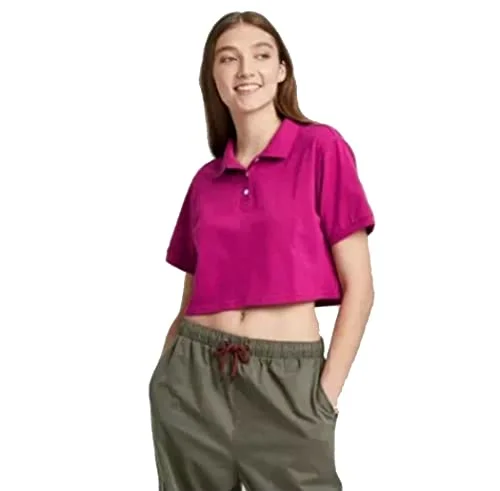 Wild Fable Women's Short Sleeve Crew-Neck Cropped T-Shirt - Magenta - (as1, Alpha, l, Regular, Regular, Large)