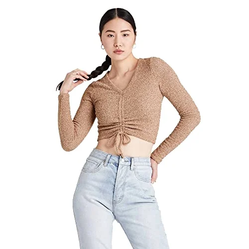 Zip-Up Sherpa Jacket — v-neck ruched front fitted sweater knit 