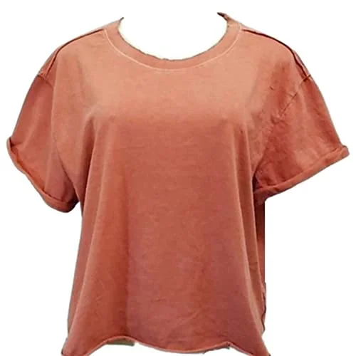 Cropped Peplum T-Shirt — roll cuff boxy t-shirt