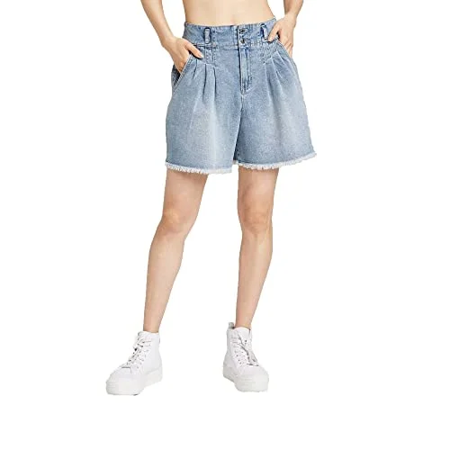 Pleated Bermuda Jean Shorts — numeric_6