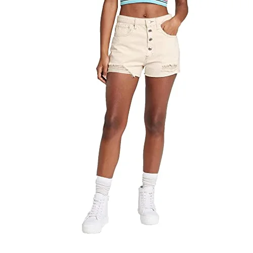 Wild Fable Women's Super-High Rise Cut-Off Jean Shorts - (as1, Numeric, Numeric_8, Regular, Regular, Off-White, 8)