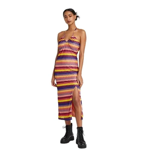WILD FABLE Women's Crochet Slip Dress - (as1, Alpha, m, Regular, Regular, Multicolor Striped)