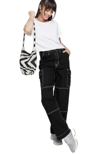Cut Out Flare Pants — cargo baggy jeans (black 16)