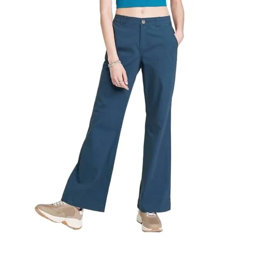 WILD FABLE Women's Low-Rise Flare Chino Pants - (US, Numeric, 00, Regular, Regular, Dark Blue)