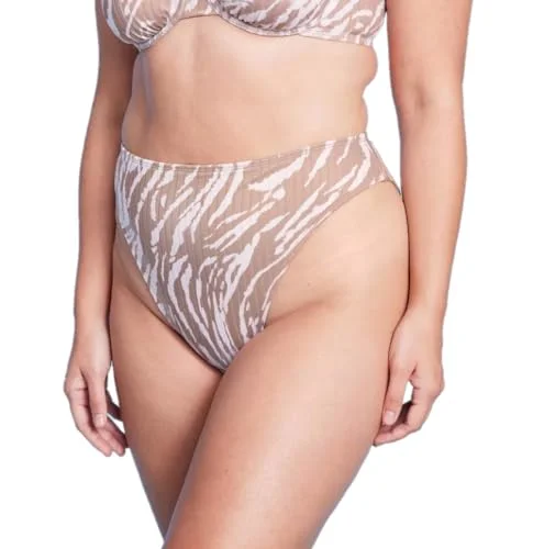Wild Fable Women's Ribbed High Leg Cheeky High Waist Bikini Bottom 2X (20-22) Animal Print