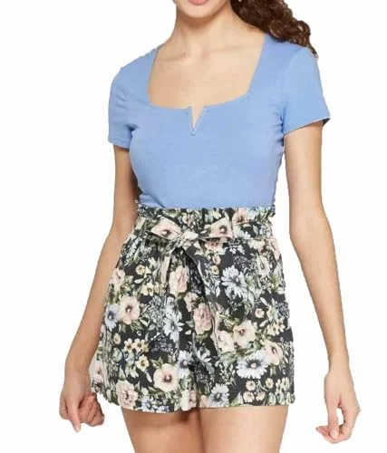 Wild Fable Women's Short Sleeve Square Neck Notched T-Shirt - (US, Alpha, XX-Large, Regular, Regular, Blue)