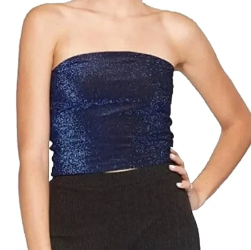 Wild Fable Women's Glitter Tube Top - (US, Alpha, X-Large, Regular, Regular, Blue Lurex)