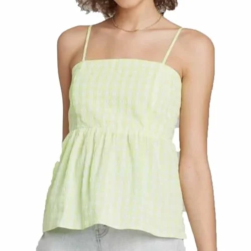 Wild Fable Women's Gingham Sleeveless Peplum Top - (US, Alpha, Medium, Regular, Regular, Eager Lemon)