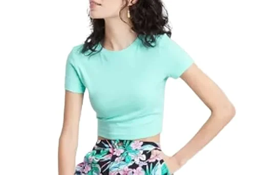 Cropped Crew-Neck T-Shirt — (small