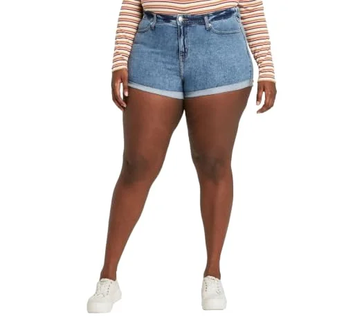 High-Rise Corduroy Mini Skirt — rolled cuff jean shorts (bistro blue med
